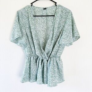 Shein Floral Wrap Blouse SZ-L